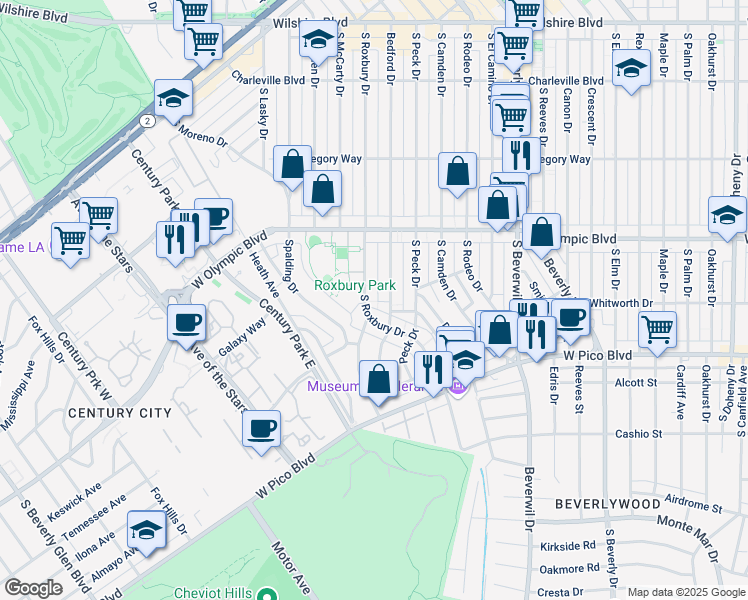 map of restaurants, bars, coffee shops, grocery stores, and more near 480 South Roxbury Drive in Beverly Hills