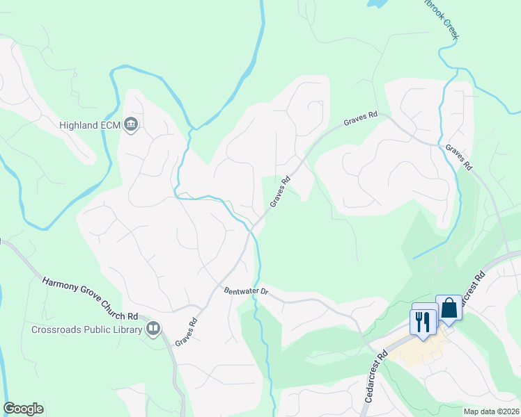 map of restaurants, bars, coffee shops, grocery stores, and more near 100 Evening Mist Drive in Acworth