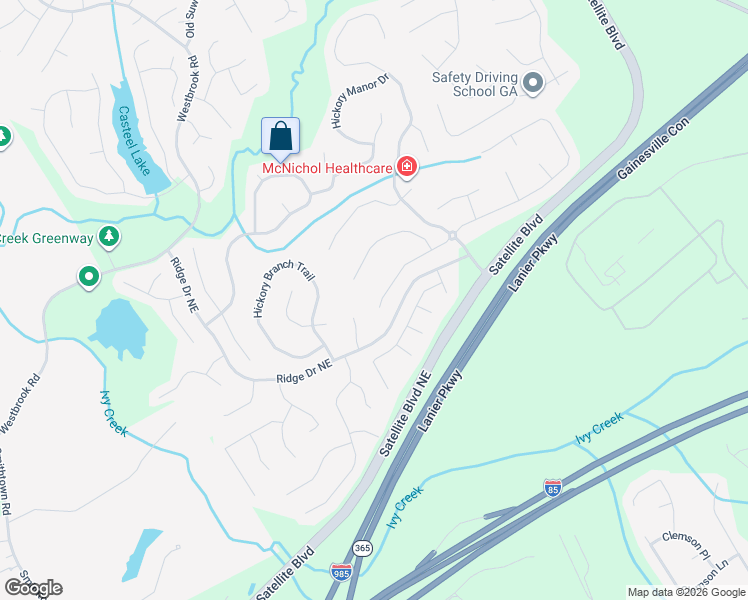 map of restaurants, bars, coffee shops, grocery stores, and more near 540 Sentry Ridge Crossing in Suwanee
