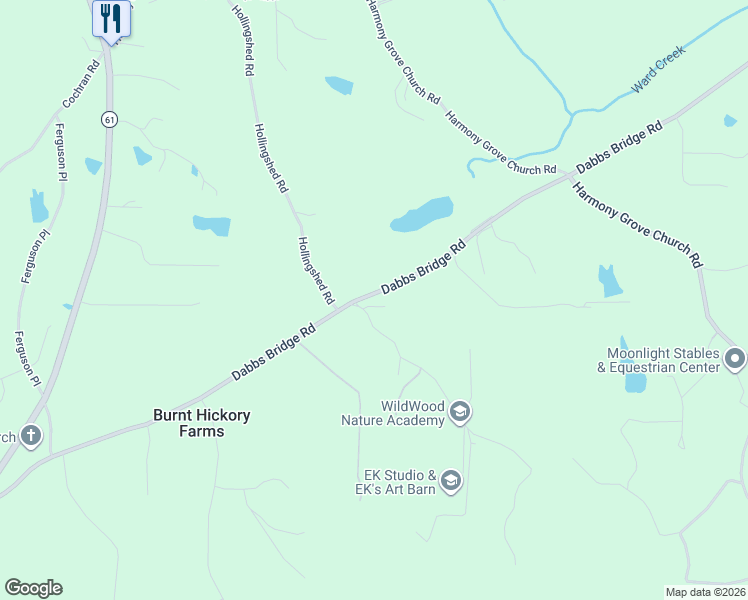 map of restaurants, bars, coffee shops, grocery stores, and more near 1135 Dabbs Bridge Road in Dallas