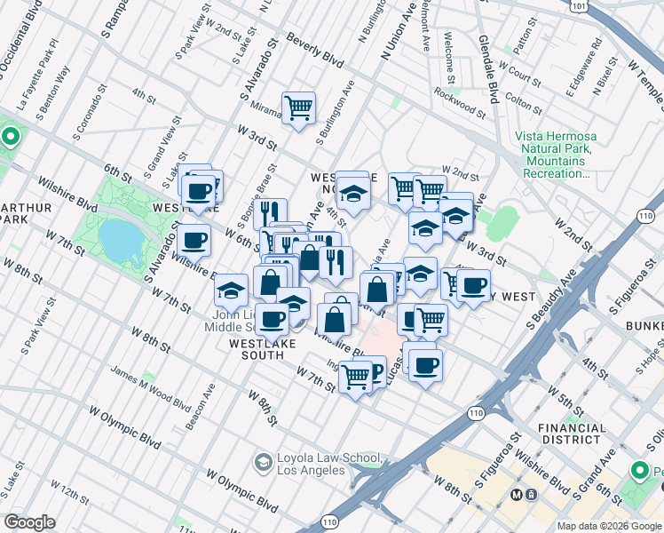 map of restaurants, bars, coffee shops, grocery stores, and more near 507 Loma Drive in Los Angeles