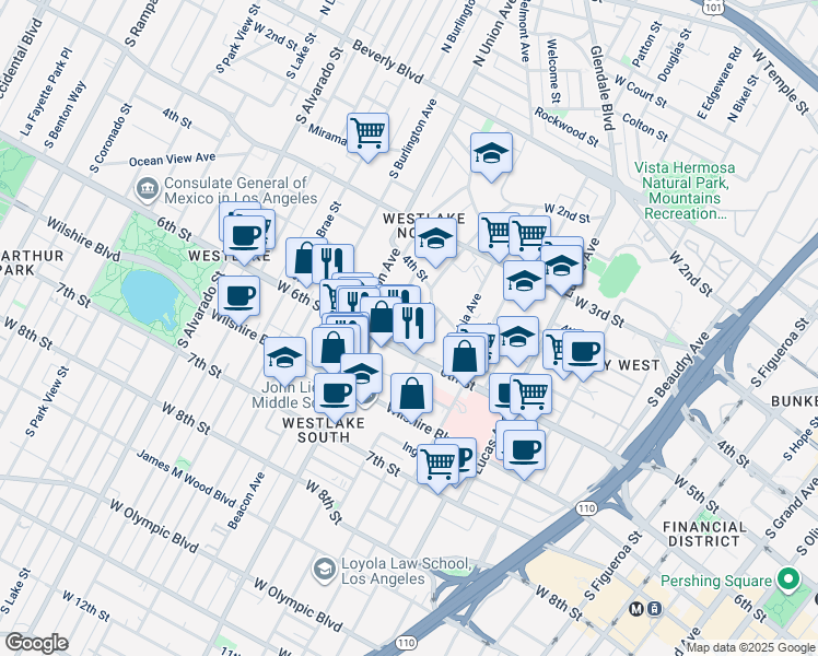 map of restaurants, bars, coffee shops, grocery stores, and more near 507 Loma Drive in Los Angeles