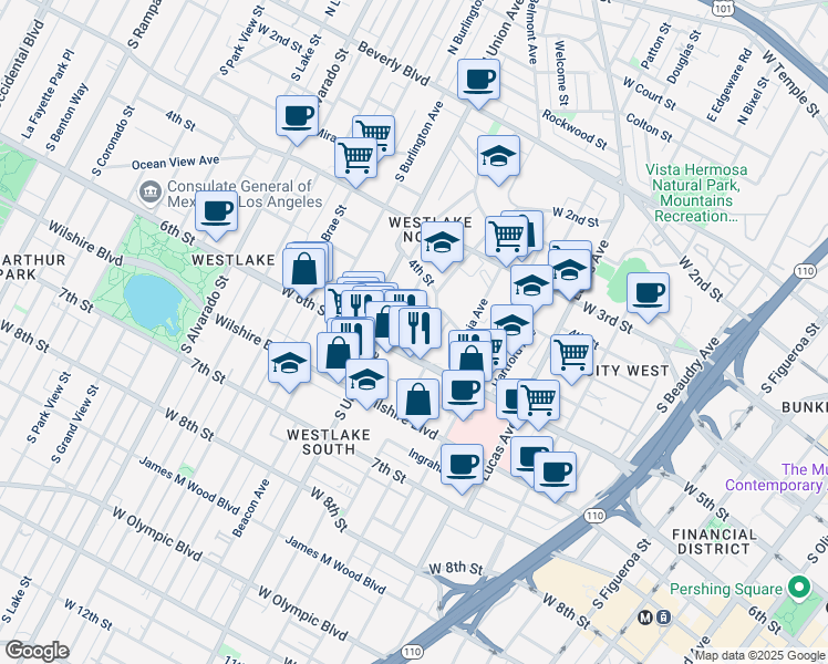 map of restaurants, bars, coffee shops, grocery stores, and more near 507 Loma Drive in Los Angeles