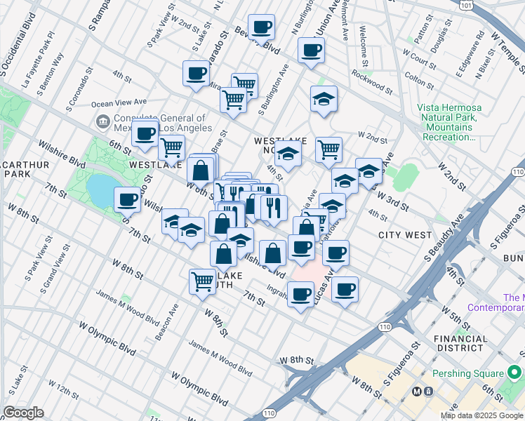 map of restaurants, bars, coffee shops, grocery stores, and more near 1613 West 6th Street in Los Angeles