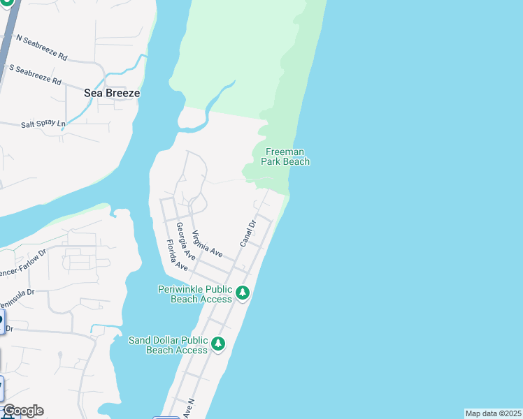 map of restaurants, bars, coffee shops, grocery stores, and more near 1800 Canal Drive in Carolina Beach