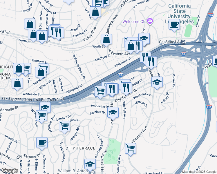map of restaurants, bars, coffee shops, grocery stores, and more near 4016 Perry Street in Los Angeles