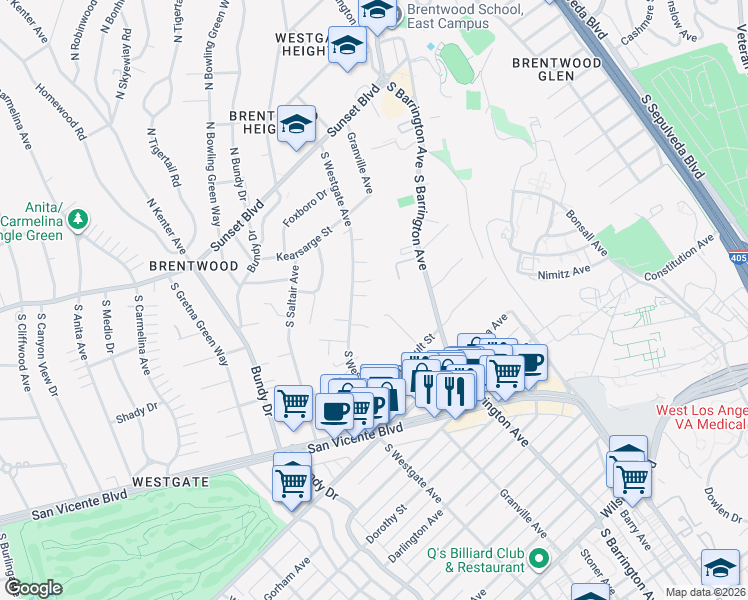 map of restaurants, bars, coffee shops, grocery stores, and more near 578 Lorna Lane in Los Angeles