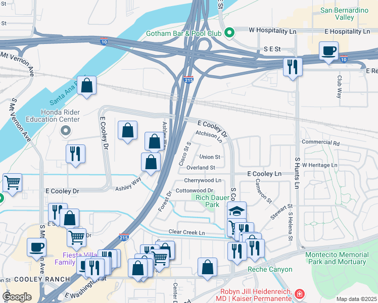map of restaurants, bars, coffee shops, grocery stores, and more near 804 Cisco Street South in Colton