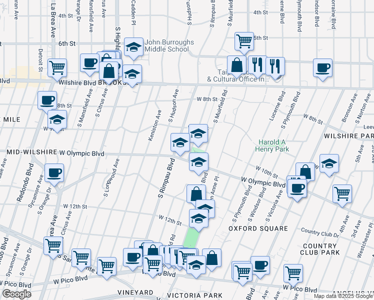 map of restaurants, bars, coffee shops, grocery stores, and more near 959 Mullen Avenue in Los Angeles