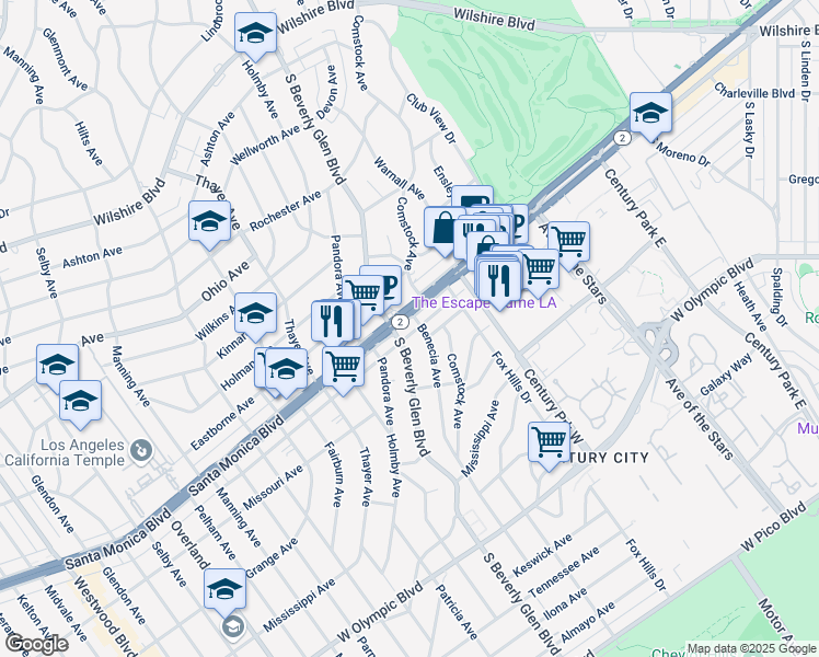 map of restaurants, bars, coffee shops, grocery stores, and more near in Los Angeles
