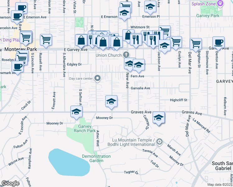 map of restaurants, bars, coffee shops, grocery stores, and more near 426 South Pomelo Avenue in Monterey Park