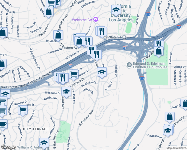 map of restaurants, bars, coffee shops, grocery stores, and more near 4304 City Terrace Drive in Los Angeles
