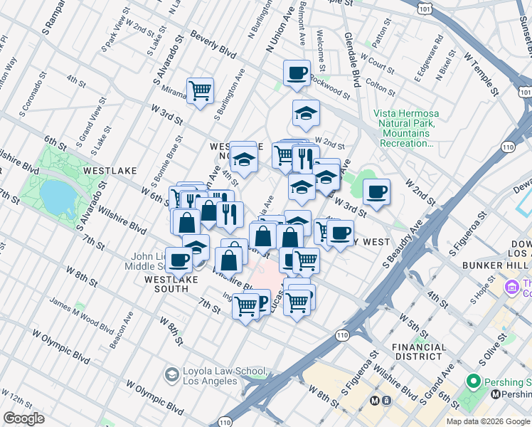 map of restaurants, bars, coffee shops, grocery stores, and more near 372 Columbia Avenue in Los Angeles