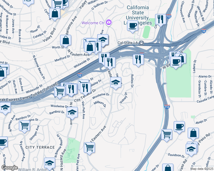 map of restaurants, bars, coffee shops, grocery stores, and more near 4308 City Terrace Drive in Los Angeles