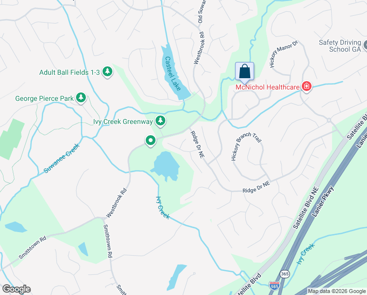 map of restaurants, bars, coffee shops, grocery stores, and more near 370 Morning Mist Walk in Suwanee