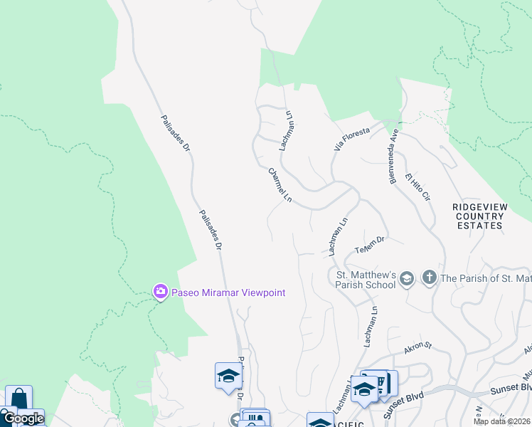 map of restaurants, bars, coffee shops, grocery stores, and more near 1099 Vista Grande Drive in Los Angeles