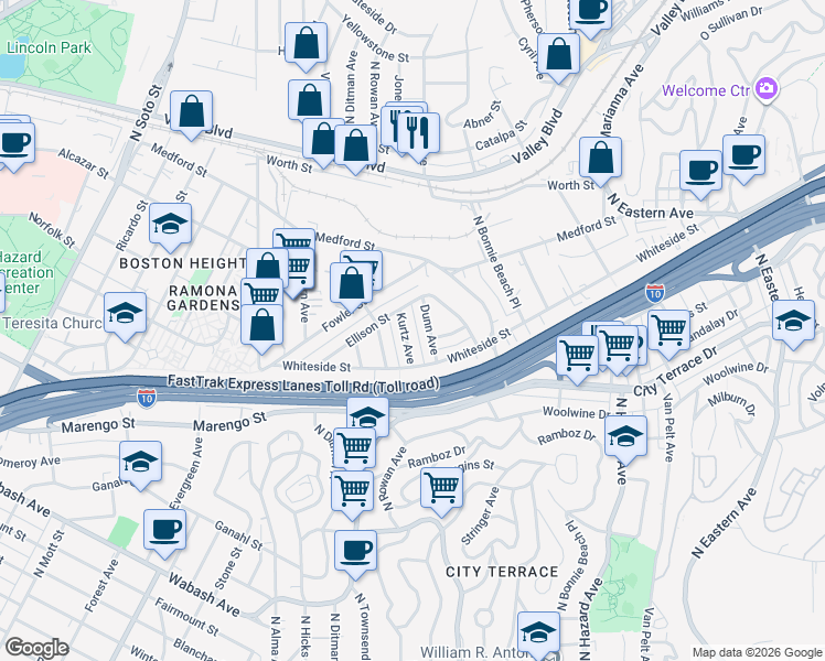 map of restaurants, bars, coffee shops, grocery stores, and more near 1504 Kurtz Avenue in Los Angeles
