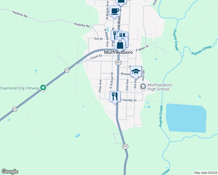 map of restaurants, bars, coffee shops, grocery stores, and more near 620 South School Avenue in Murfreesboro