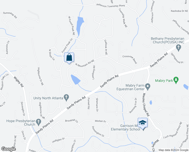 map of restaurants, bars, coffee shops, grocery stores, and more near 4462 Leesburg Road in Marietta