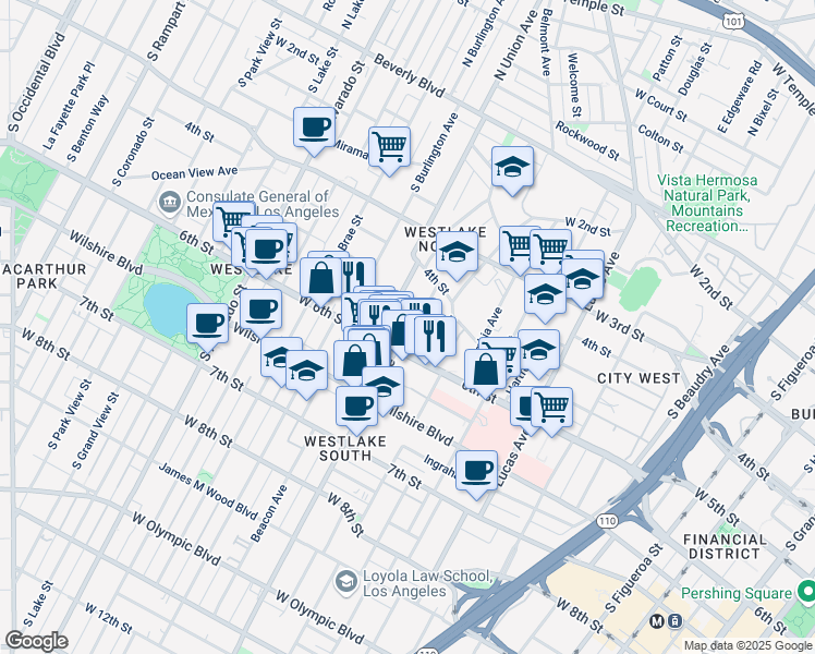 map of restaurants, bars, coffee shops, grocery stores, and more near 1613 West 6th Street in Los Angeles