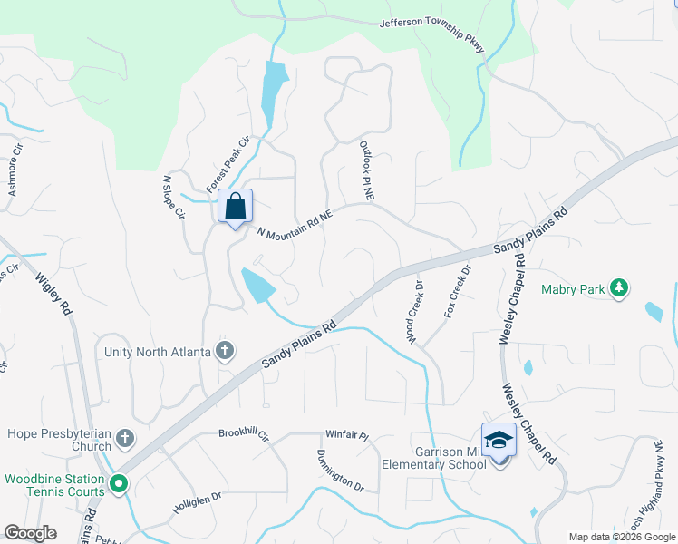 map of restaurants, bars, coffee shops, grocery stores, and more near 4462 Leesburg Road in Marietta