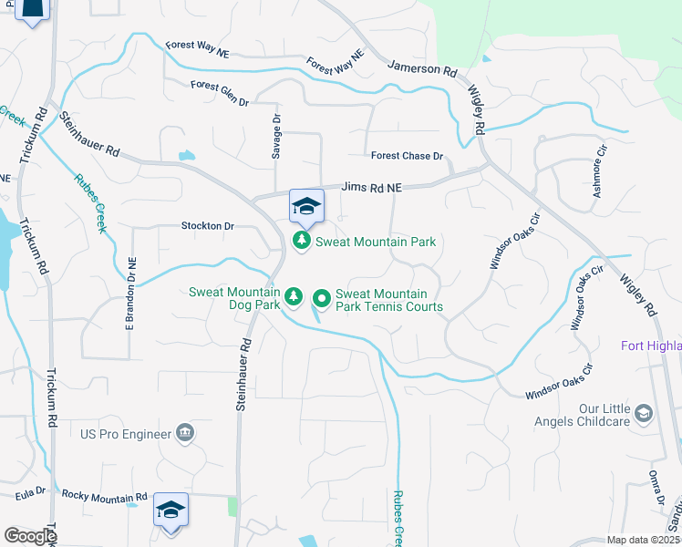 map of restaurants, bars, coffee shops, grocery stores, and more near 4546 Windsor Oaks Court in Marietta