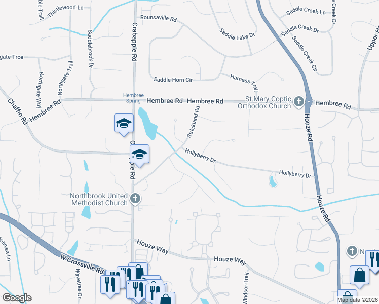 map of restaurants, bars, coffee shops, grocery stores, and more near 230 Hollyberry Dr in Roswell