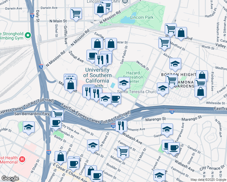 map of restaurants, bars, coffee shops, grocery stores, and more near 2110 Charlotte Street in Los Angeles