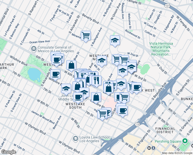 map of restaurants, bars, coffee shops, grocery stores, and more near 429 Loma Drive in Los Angeles