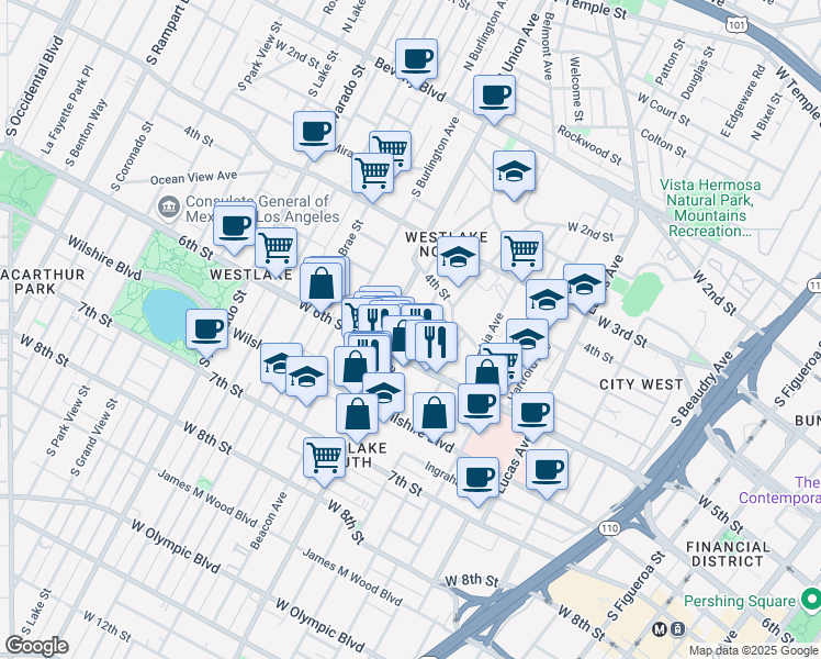 map of restaurants, bars, coffee shops, grocery stores, and more near 1613 West 6th Street in Los Angeles