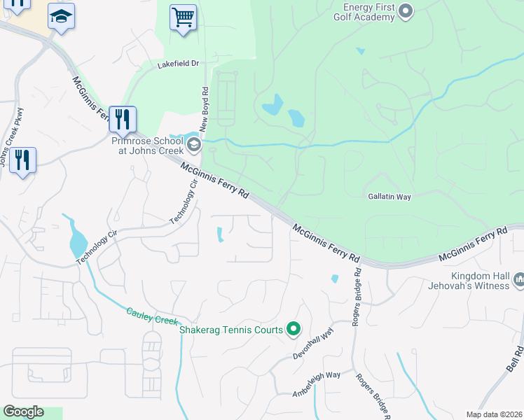 map of restaurants, bars, coffee shops, grocery stores, and more near 7099 Belltoll Court in Duluth
