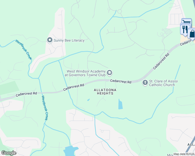 map of restaurants, bars, coffee shops, grocery stores, and more near 1160 Carl Sanders Drive in Acworth