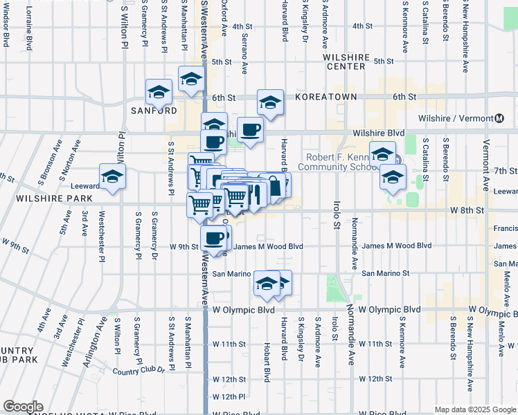map of restaurants, bars, coffee shops, grocery stores, and more near in Los Angeles