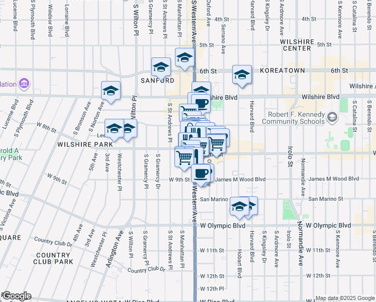 map of restaurants, bars, coffee shops, grocery stores, and more near in Los Angeles