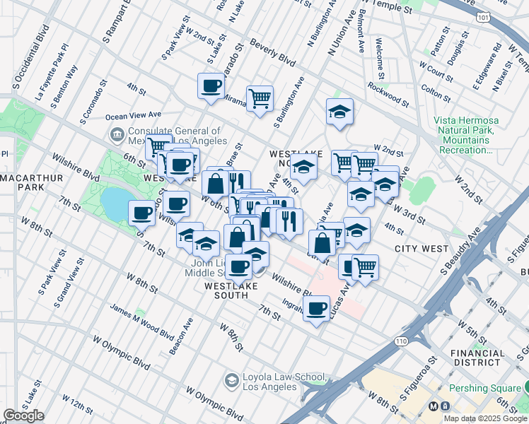 map of restaurants, bars, coffee shops, grocery stores, and more near 1613 West 6th Street in Los Angeles
