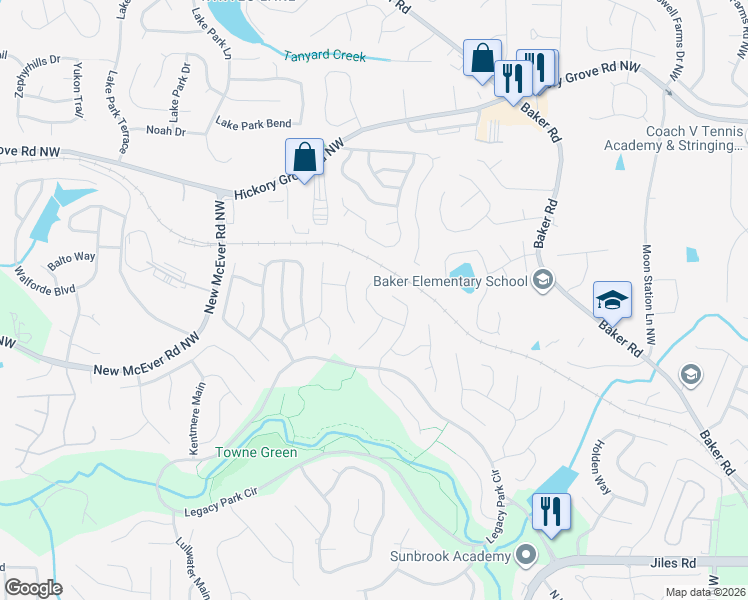 map of restaurants, bars, coffee shops, grocery stores, and more near 4264 Chastain Pointe Northwest in Kennesaw