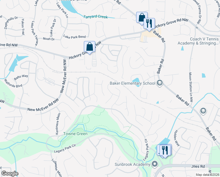 map of restaurants, bars, coffee shops, grocery stores, and more near 4264 Chastain Pointe Northwest in Kennesaw