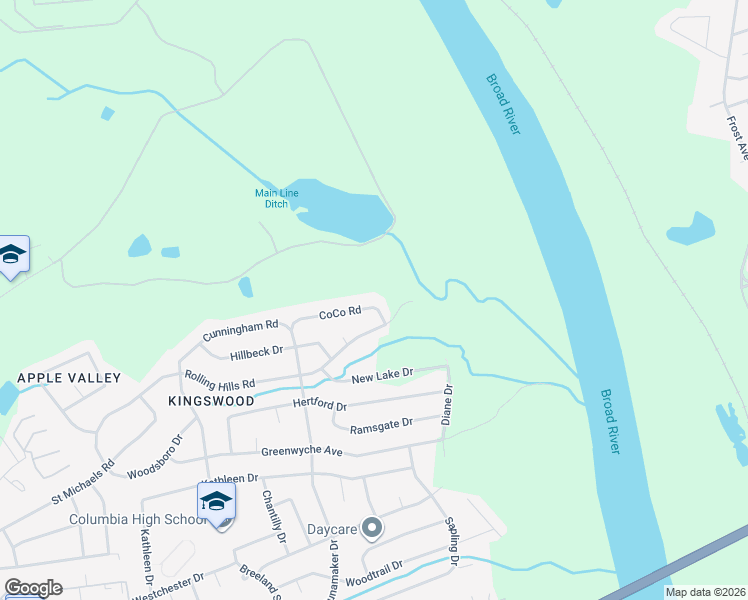 map of restaurants, bars, coffee shops, grocery stores, and more near 2357 CoCo Road in Columbia