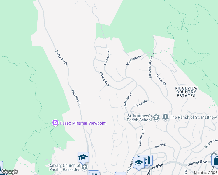 map of restaurants, bars, coffee shops, grocery stores, and more near 16722 Charmel Lane in Los Angeles