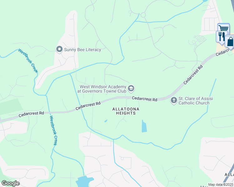 map of restaurants, bars, coffee shops, grocery stores, and more near 1160 Carl Sanders Drive in Acworth