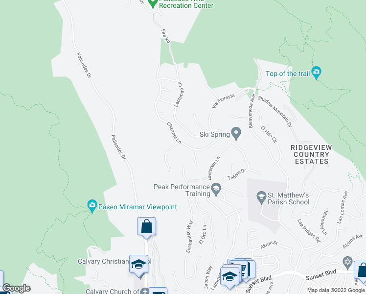 map of restaurants, bars, coffee shops, grocery stores, and more near 16722 Charmel Lane in Los Angeles