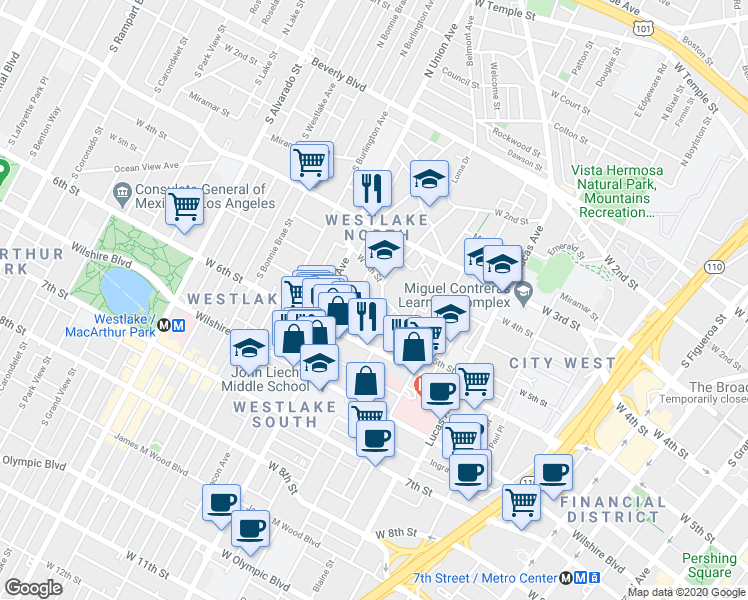 map of restaurants, bars, coffee shops, grocery stores, and more near 429 Loma Drive in Los Angeles