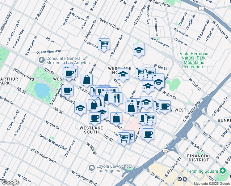map of restaurants, bars, coffee shops, grocery stores, and more near 427 Loma Drive in Los Angeles