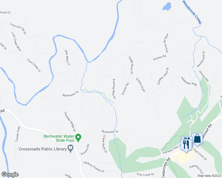map of restaurants, bars, coffee shops, grocery stores, and more near 109 Evening Mist Drive in Acworth