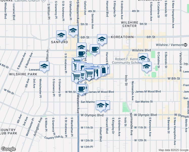 map of restaurants, bars, coffee shops, grocery stores, and more near in Los Angeles