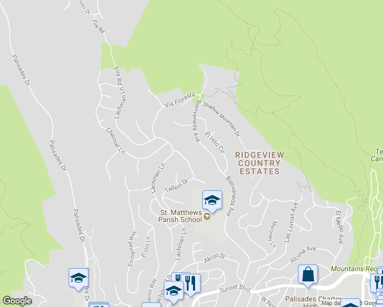 map of restaurants, bars, coffee shops, grocery stores, and more near 1210 Tellem Drive in Los Angeles