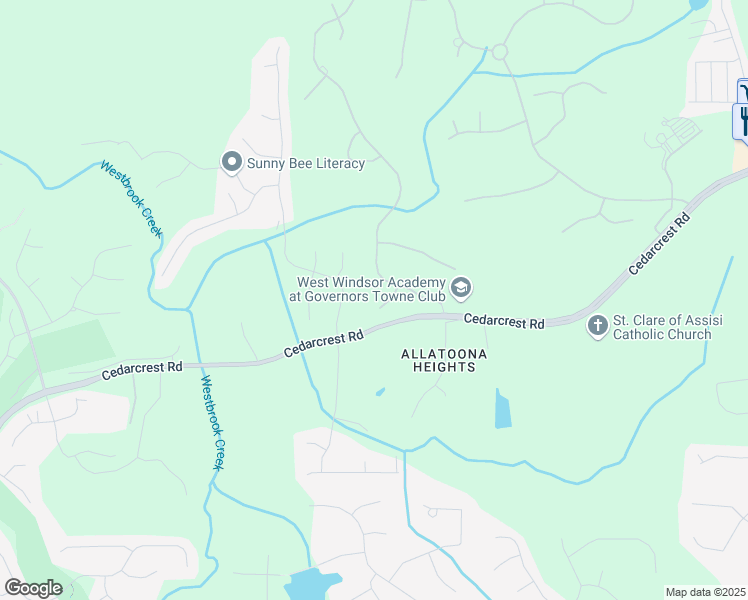 map of restaurants, bars, coffee shops, grocery stores, and more near 64 Telfair Court in Acworth