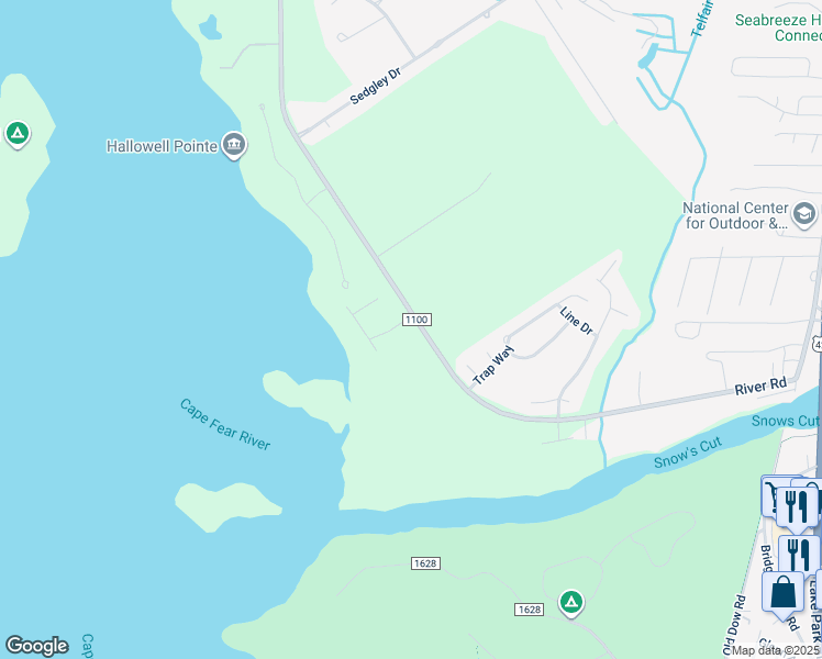 map of restaurants, bars, coffee shops, grocery stores, and more near 101 East Bank Road in Wilmington