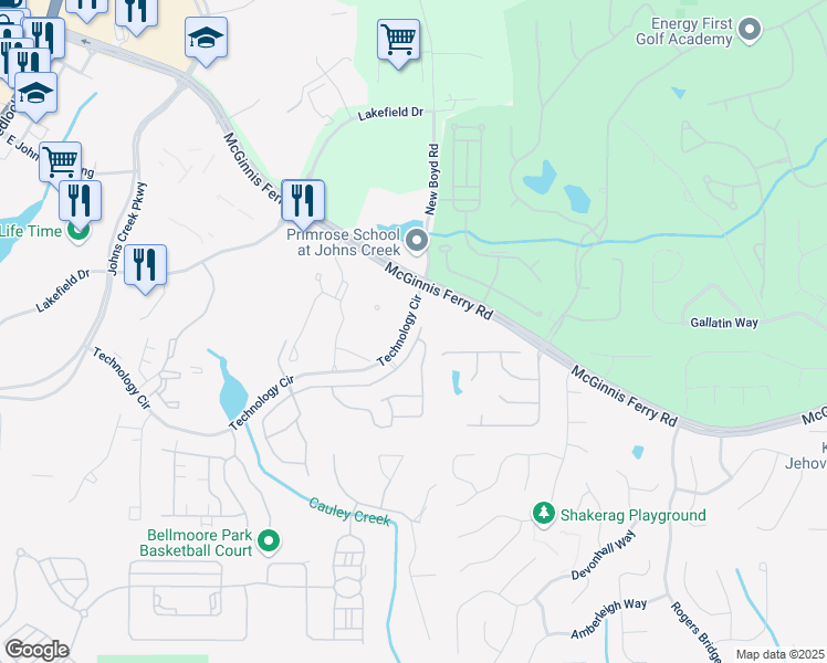 map of restaurants, bars, coffee shops, grocery stores, and more near 11354 Gates Terrace in Duluth
