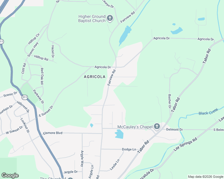 map of restaurants, bars, coffee shops, grocery stores, and more near 2519 Fairview Road in Gadsden